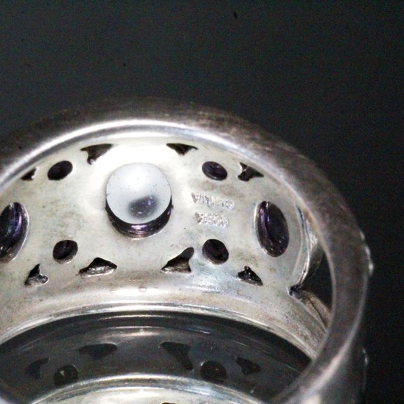 Sterling Silver Amethyst Cabochon Textured Lovely QVC Ring - Picture 8 of 8